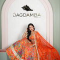 Rajasthani Orange Floral Lehenga Odhani with Orange Embroidered Dupatta